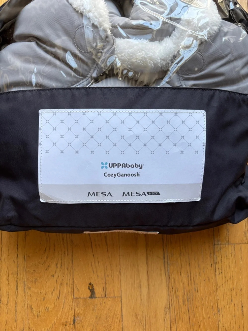 UPPAbaby CozyGanoosh Infant Car Seat Muff in light gray, like new